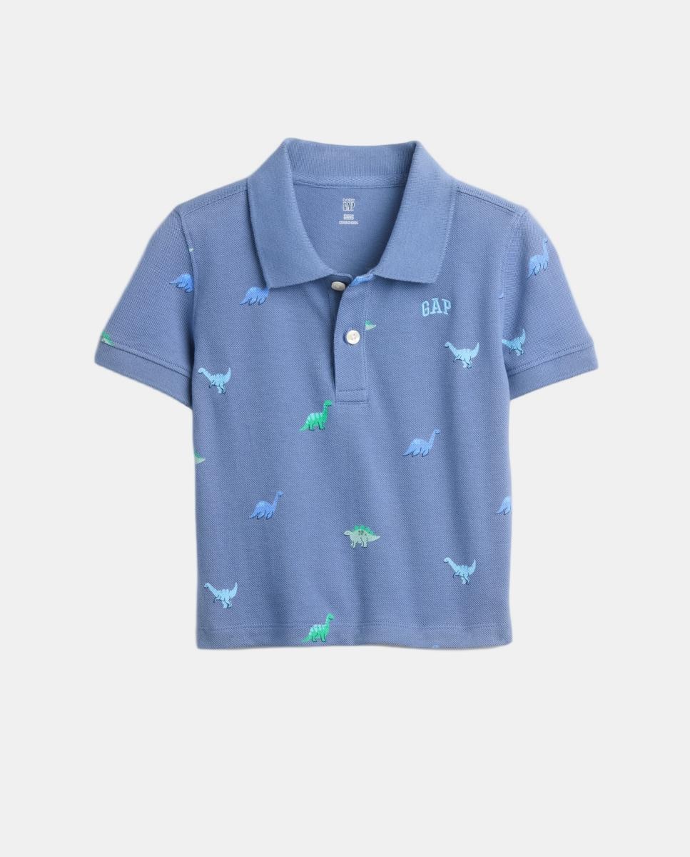 Polo Piqué de Bebé com All Over Print Gap Azul-3
