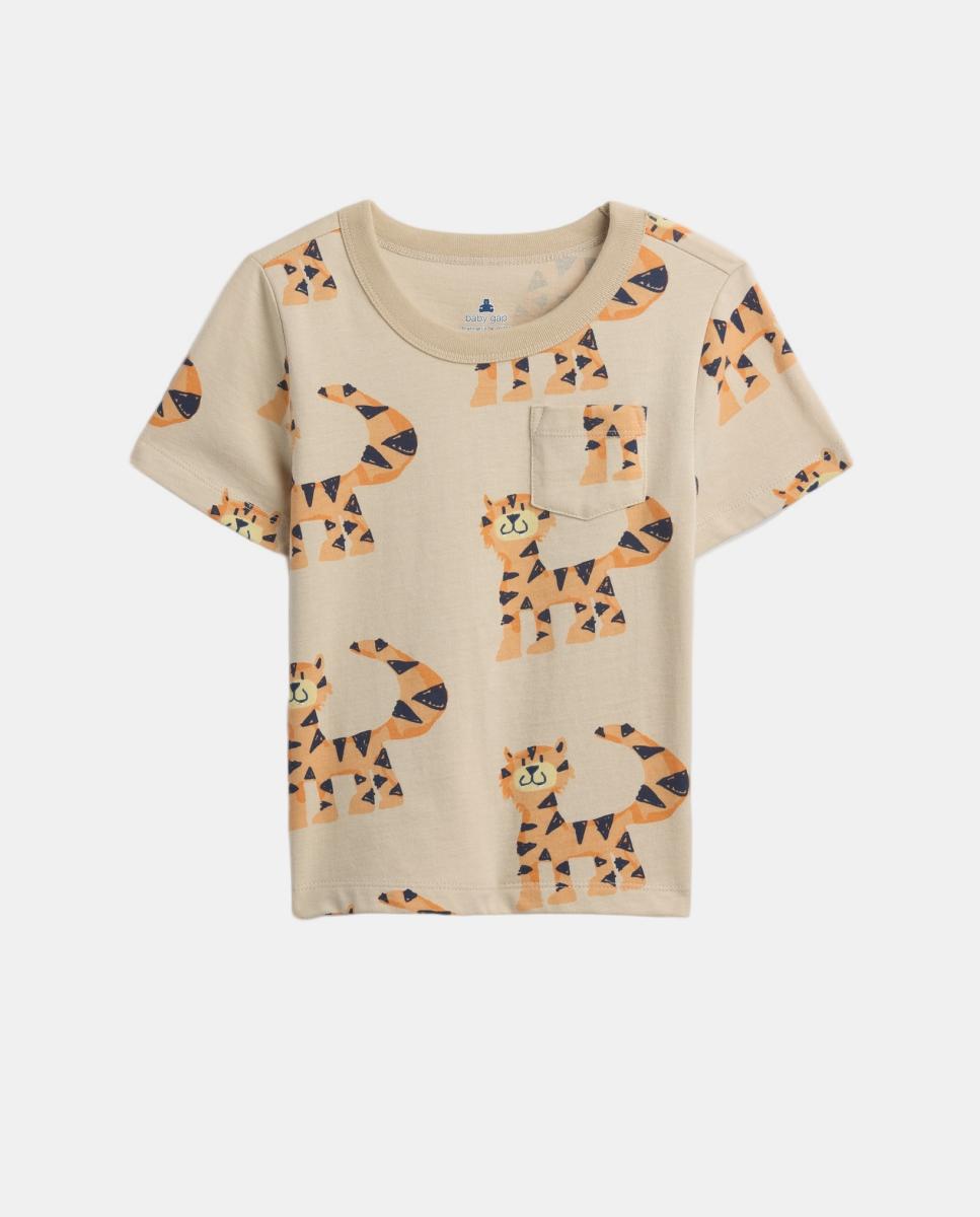 T-shirt de Algodão Suave de Bebé com Fantasia Gap Bege-1