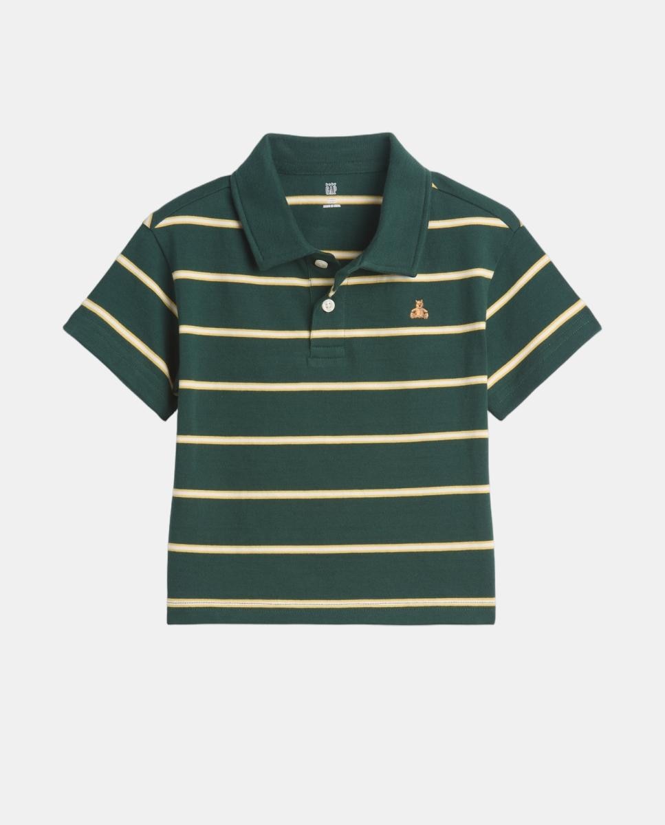 Polo de bebé de manga corta y rayas - Gap - Verde oscuro Verde oscuro-1