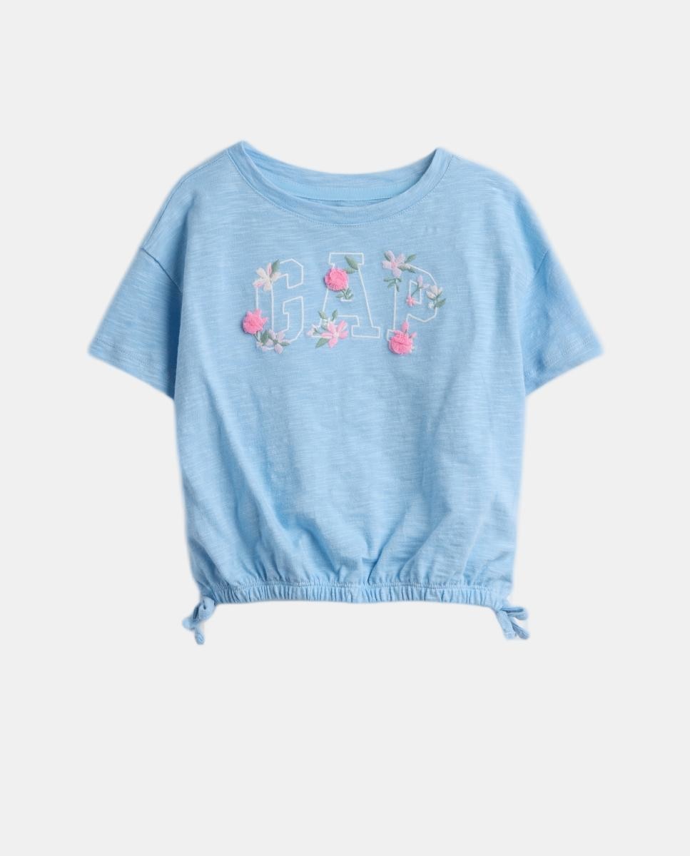 T-shirt de Algodão Orgânico de Bebé com Logótipo Bordado Gap Azul-1