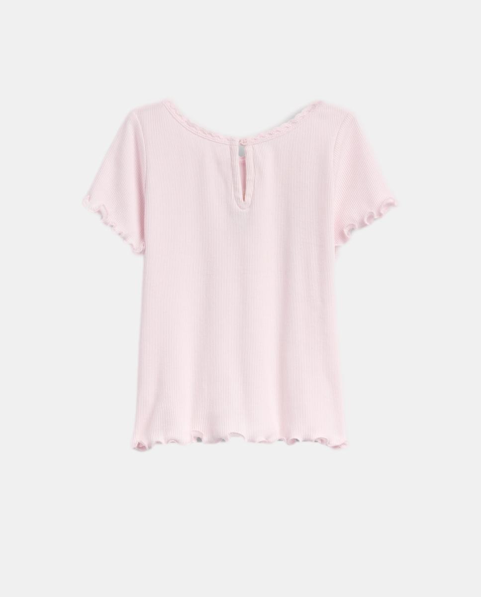 Camiseta de algodón acanalado con logo bordado de bebés - Gap - Rosa Rosa-2