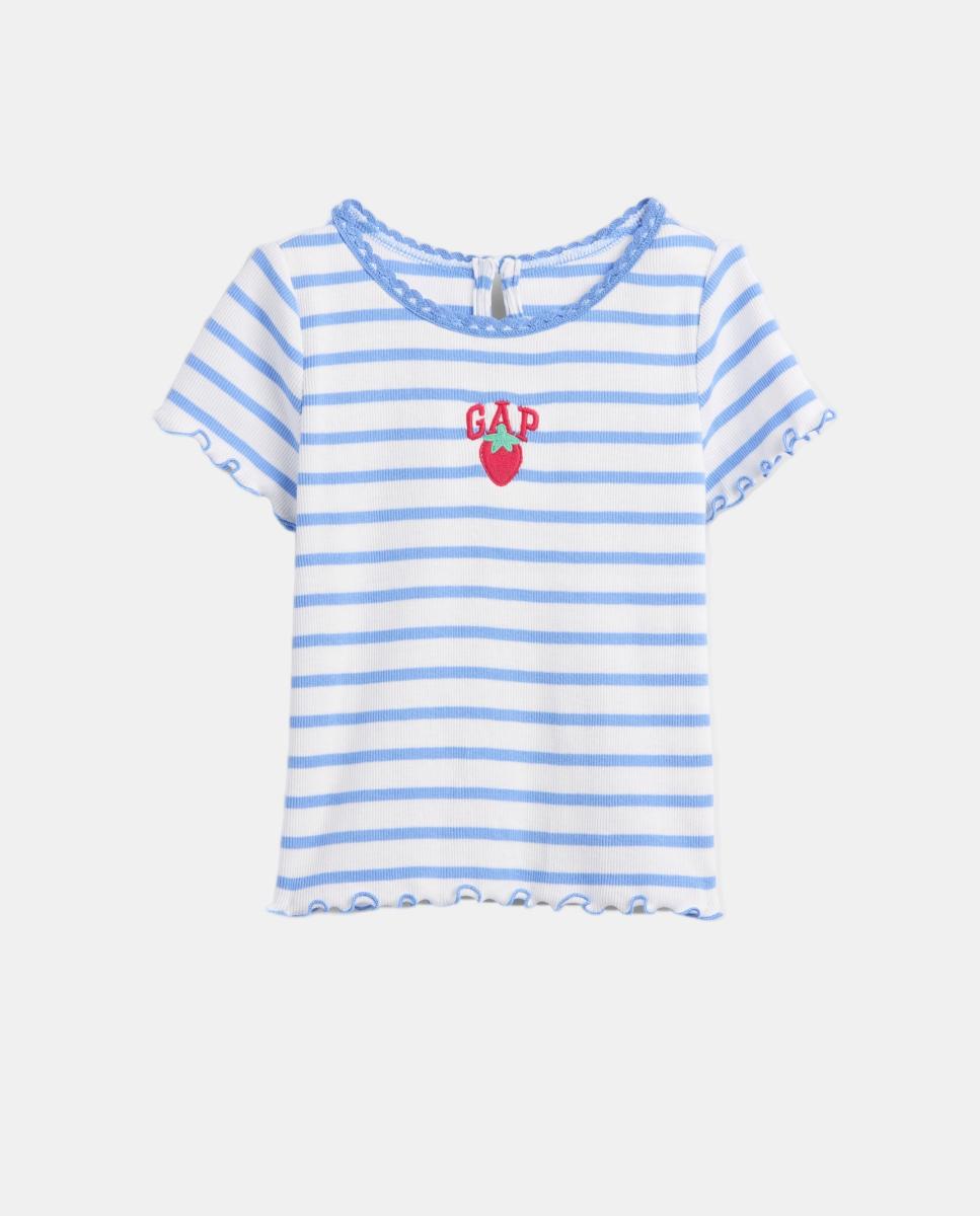 Imagem 0 de T-shirt de Algodão Canelado de Bebé com Logótipo Bordado