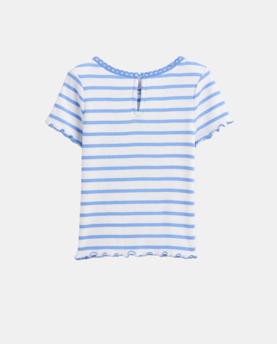 T-shirt de Algodão Canelado de Bebé com Logótipo Bordado Gap Azul-2
