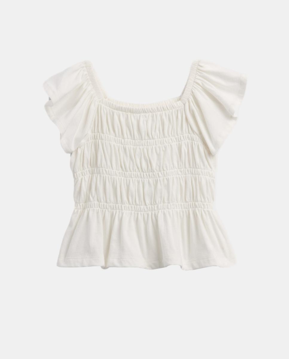 Top Franzido de Bebé com Mangas com Folhos Gap Branco-2