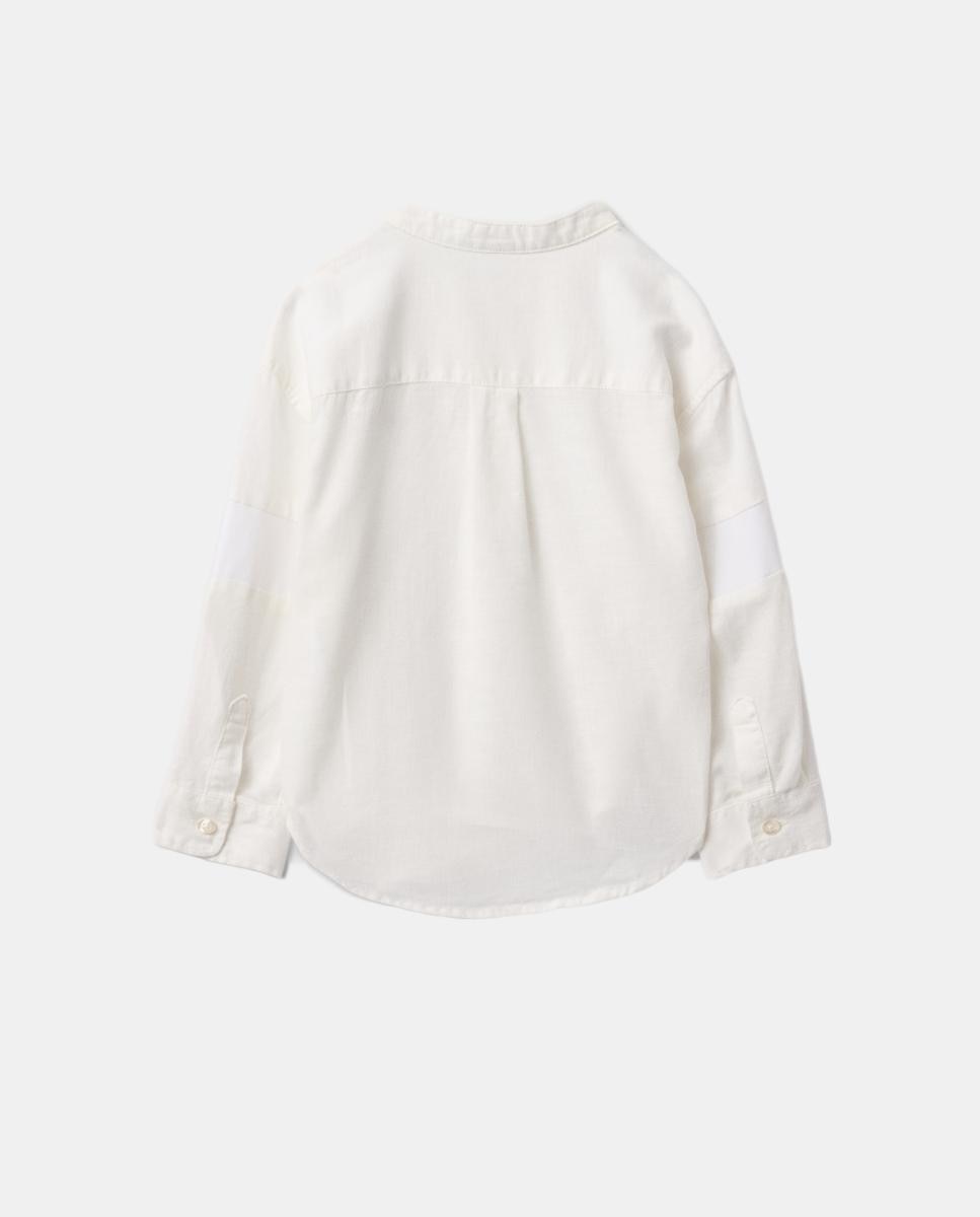 Camisa de Linho e Algodão de Bebé sem Colarinho e com Manga Comprida Gap Branco-2