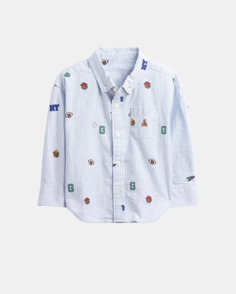 Camisa de Bebé com Manga Comprida e Estampado Azul-2