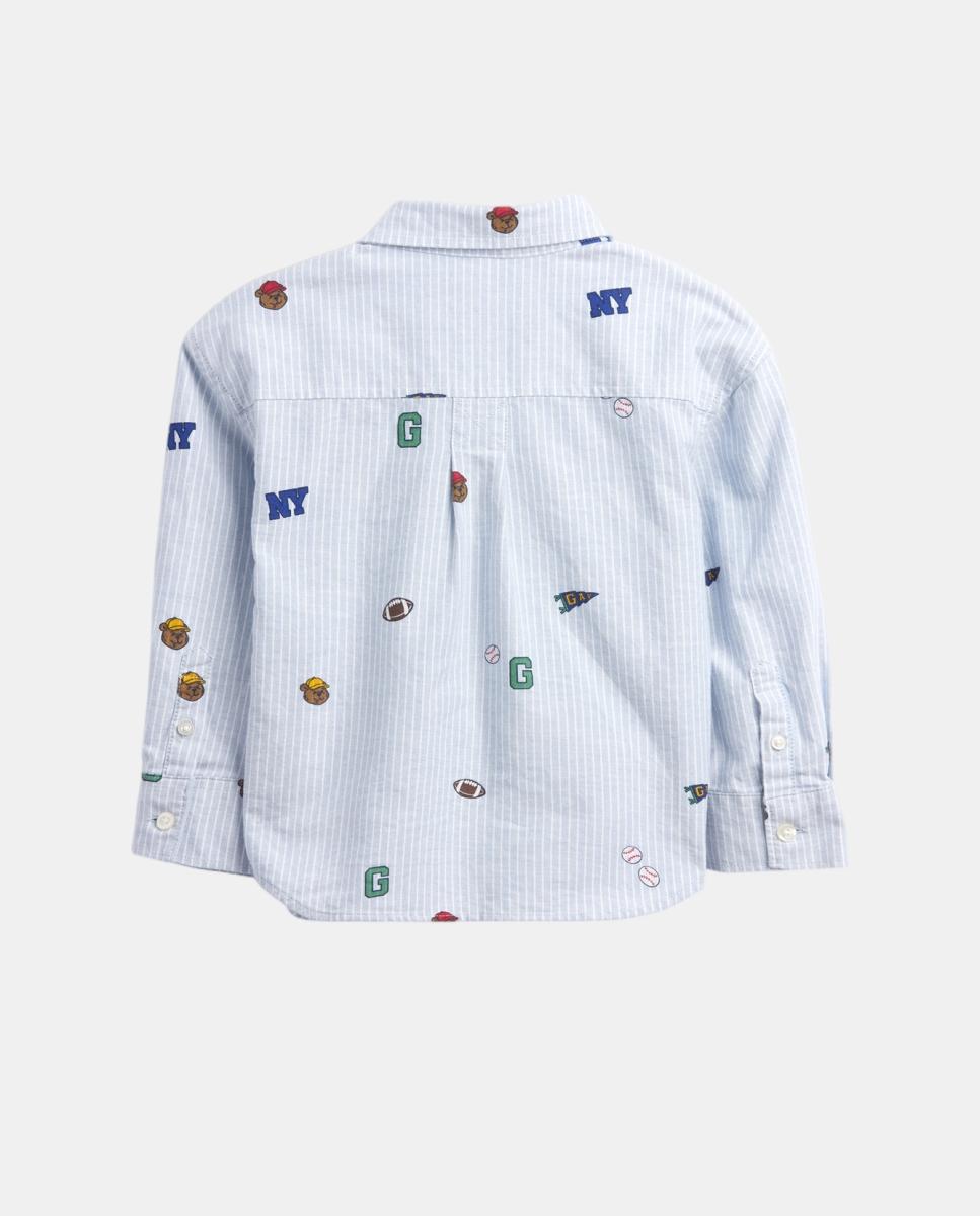Camisa de Bebé com Manga Comprida e Estampado Azul-3