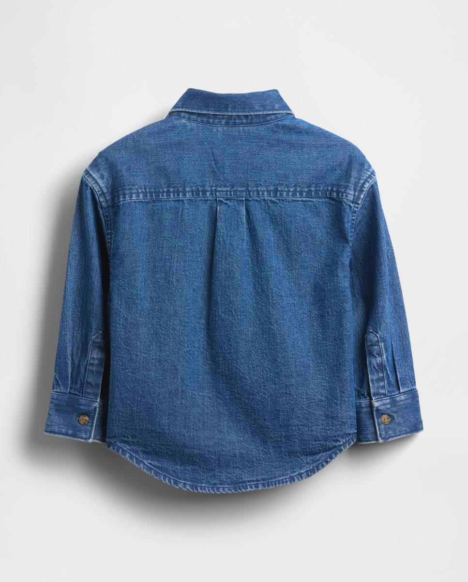 Camisa de Ganga de Bebé com Manga Comprida Azul-índigo-3