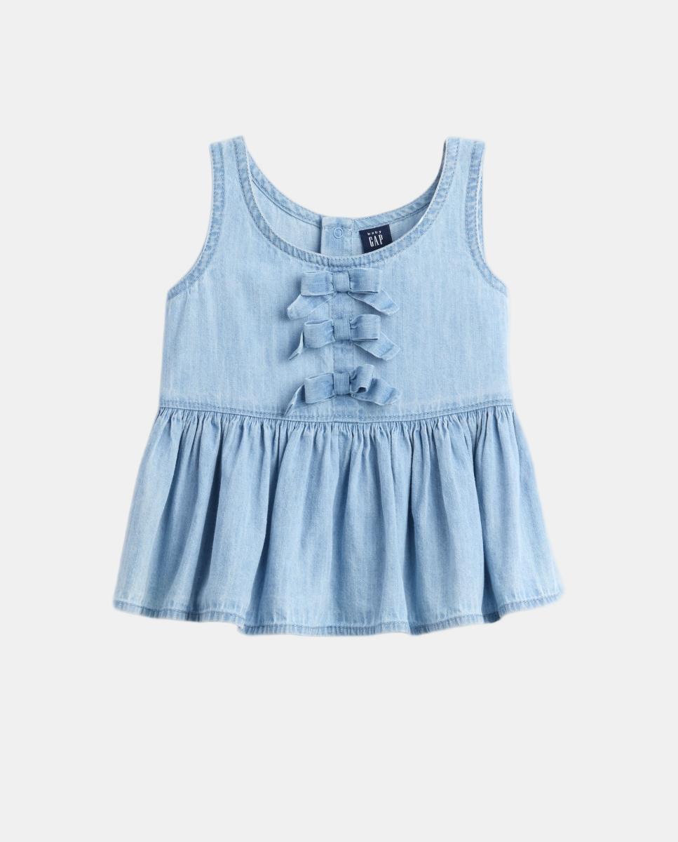 Top de Ganga de Bebé com Detalhe de Laços de Adorno Gap Azul-claro-2