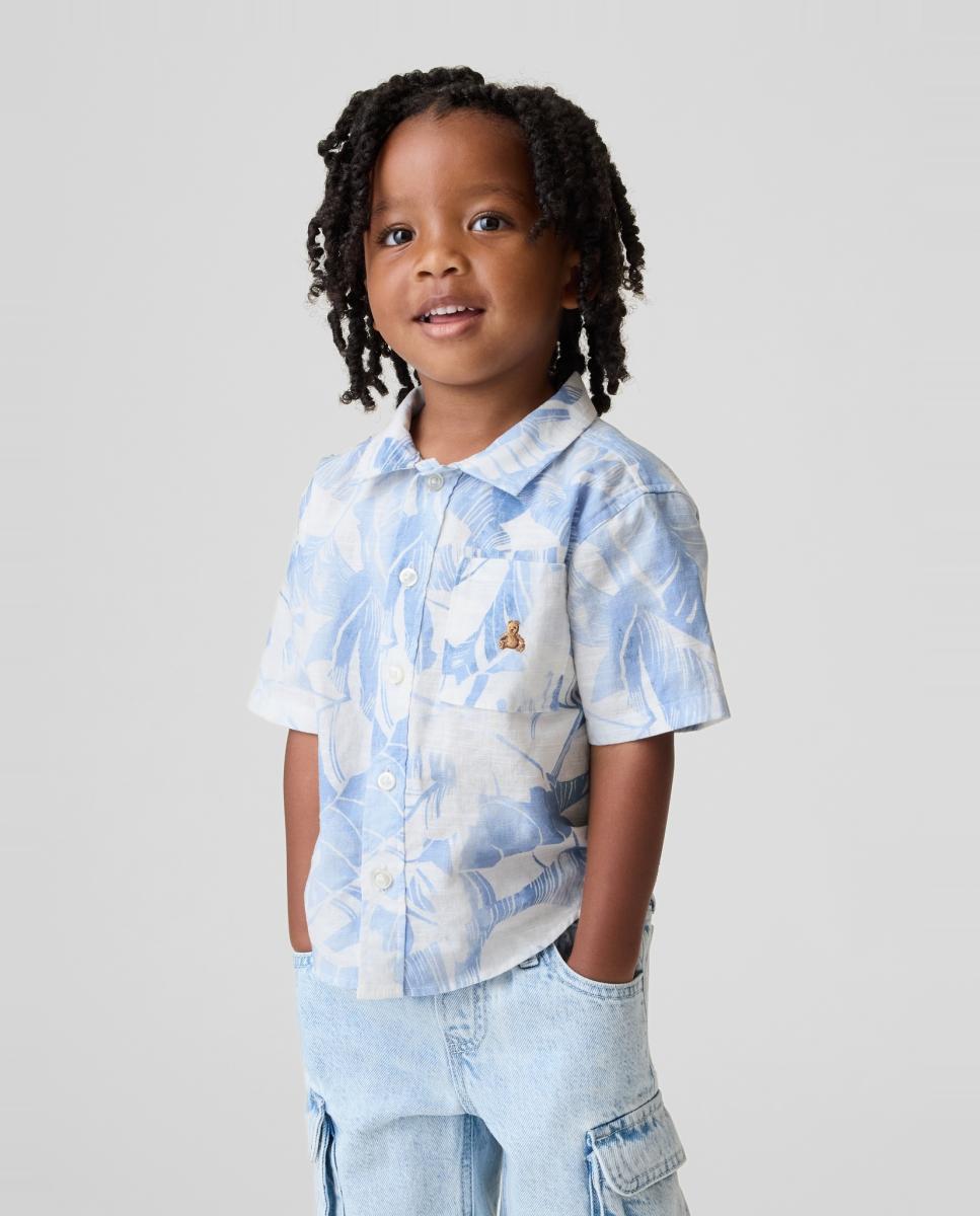 Camisa Básica de Bebé com Manga Curta Gap Azul-claro-1