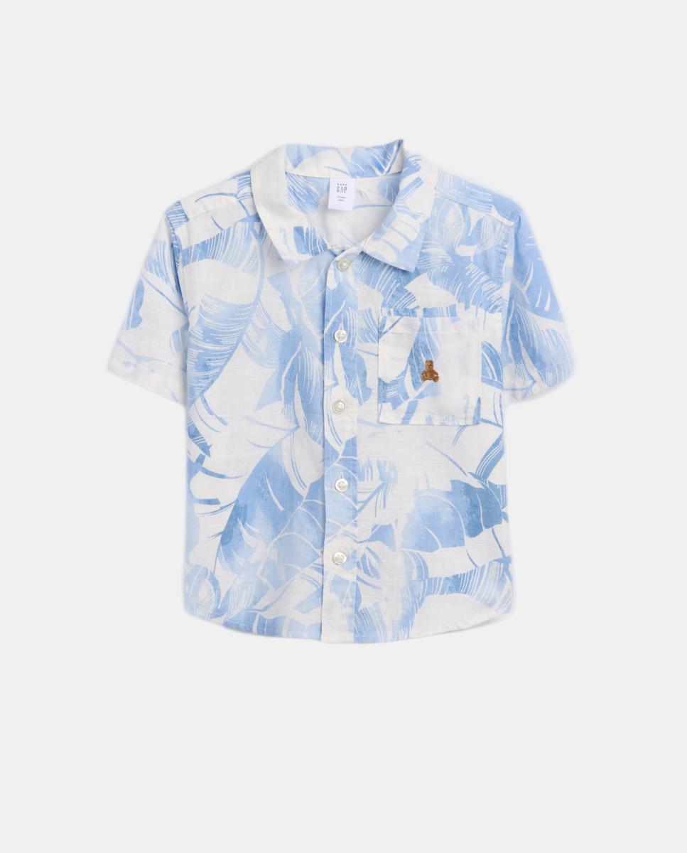 Camisa Básica de Bebé com Manga Curta Gap Azul-claro-2
