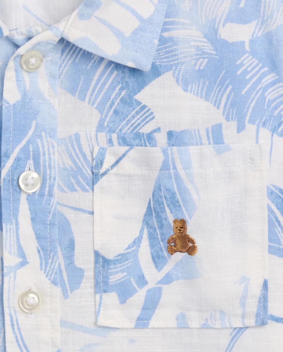 Camisa Básica de Bebé com Manga Curta Gap Azul-claro-4