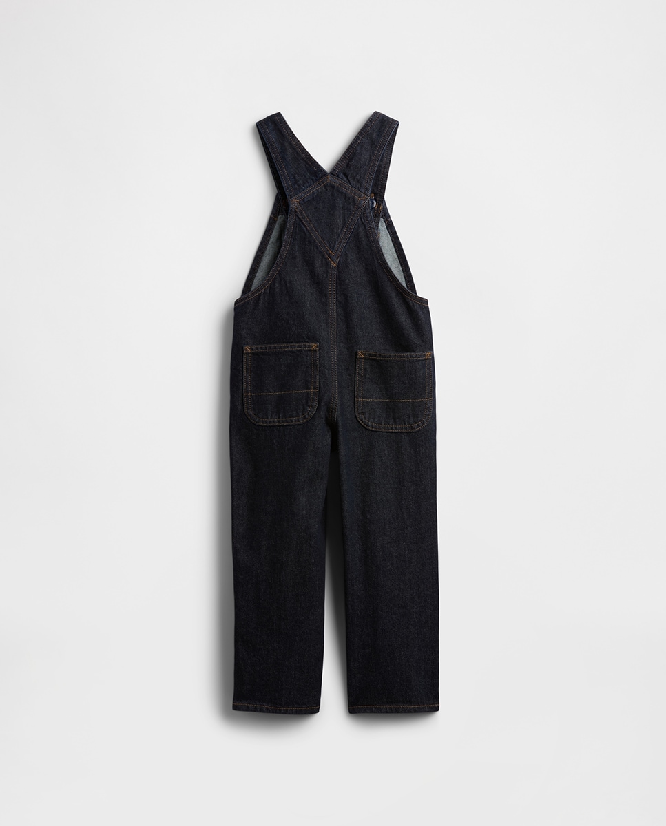 Jardineiras de Ganga Estampadas de Bebé Preto-2