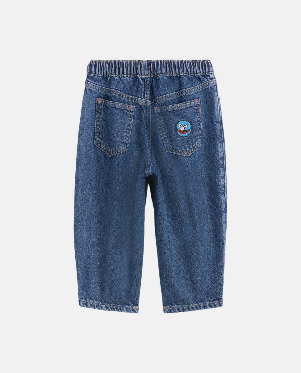Imagen 4 de Pantalón vaquero de bebé tipo barrel con fantasía de Barrio Sésamo - Gap - Azul Azul