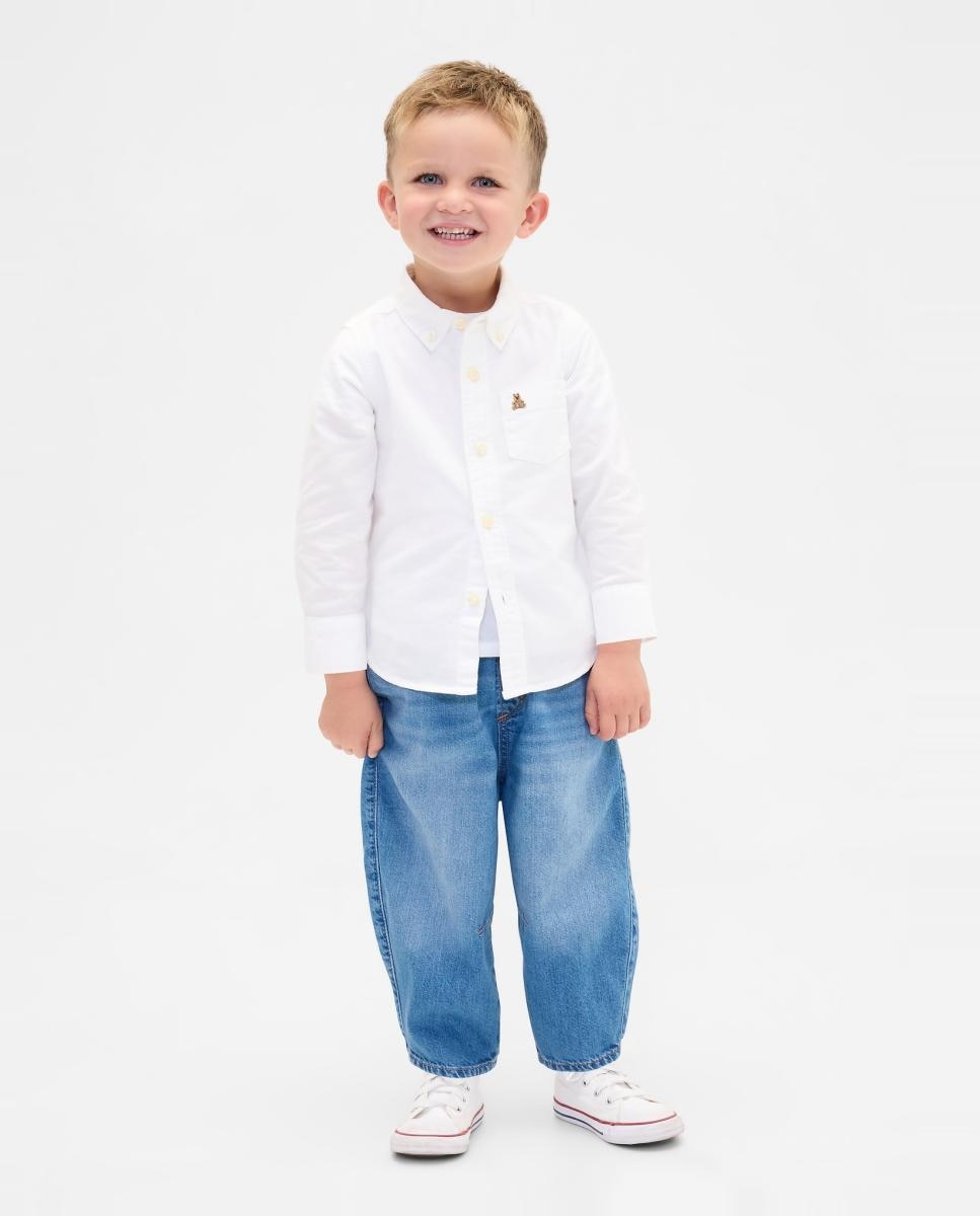 Imagem 0 de Jeans Barrel de Bebé com Efeito de Lavagem Média