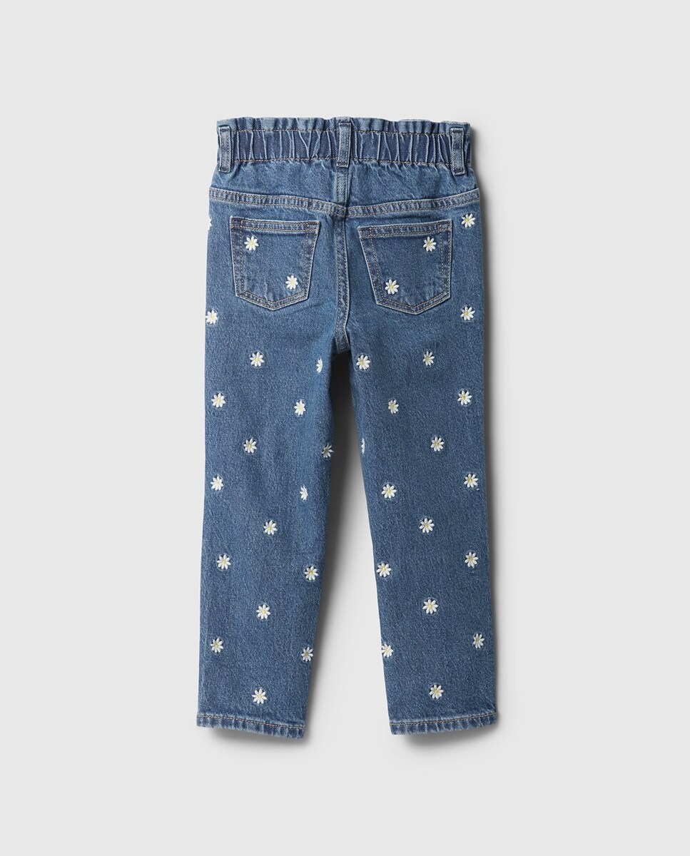 Jeans de Bebé com Bordado Azul-2