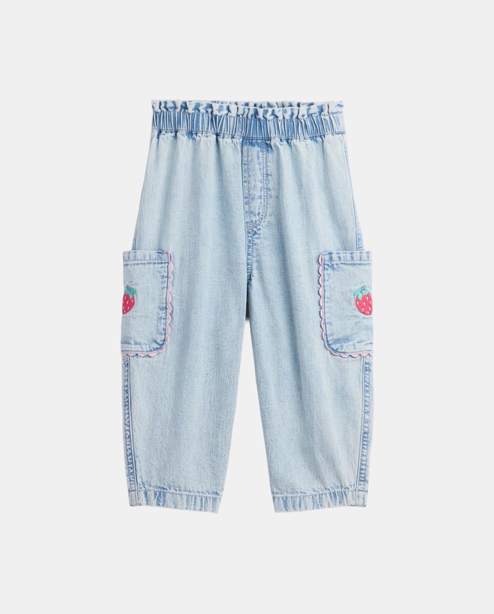 Jeans Tipo Barrel de Bebé com Cintura Elástica Gap Azul-claro-2