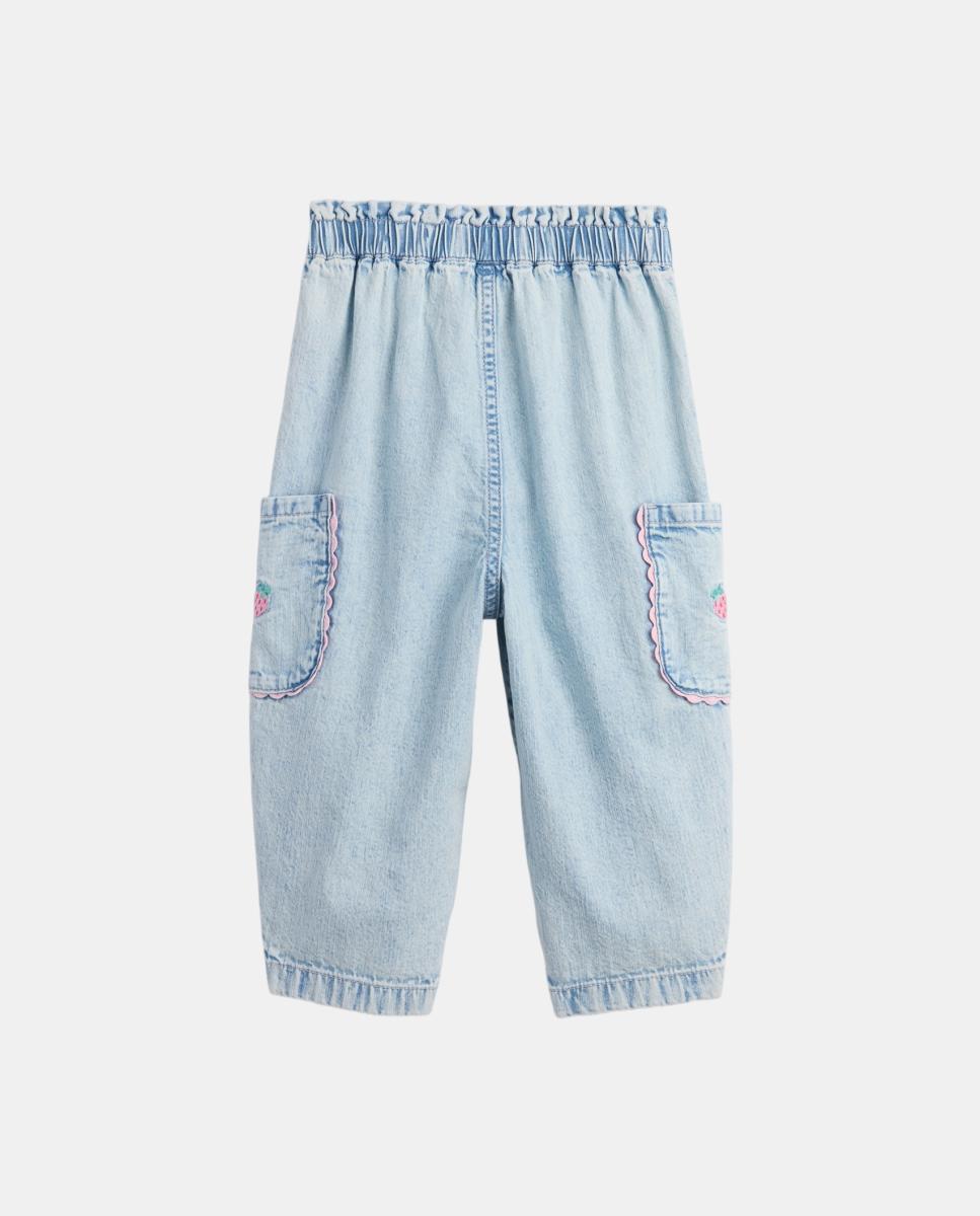 Jeans Tipo Barrel de Bebé com Cintura Elástica Gap Azul-claro-3
