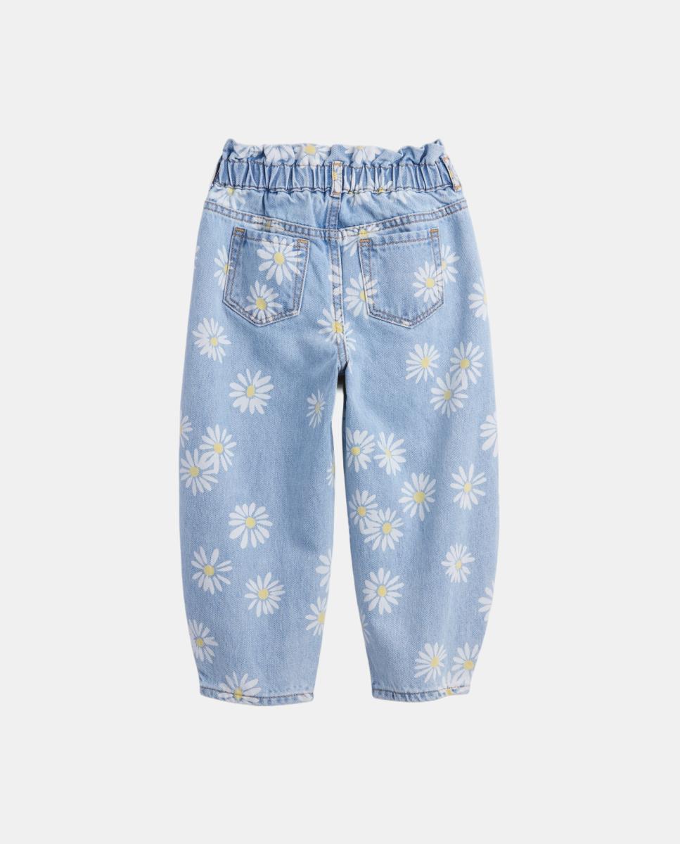 Jeans Balloon de Bebé com Estampado Floral de Margaridas Gap Azul-claro-3