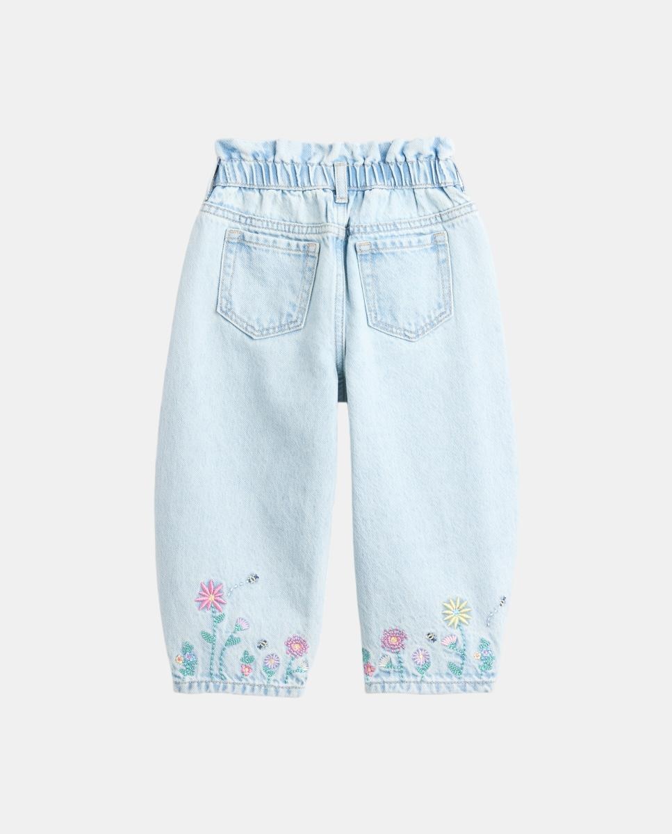 Jeans Balloon de Bebé com Estampado Floral Gap Azul-claro-2