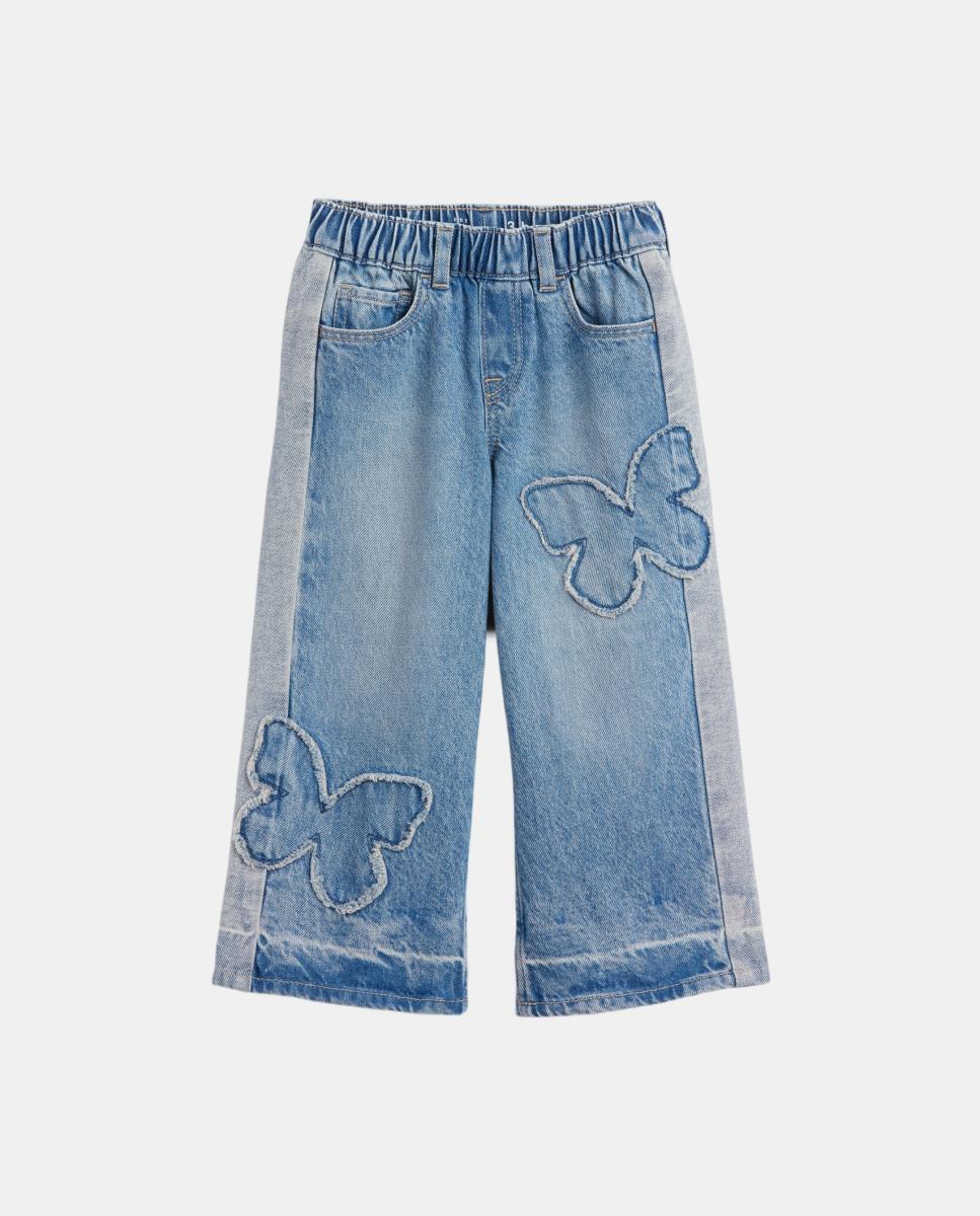Jeans Largas de Bebé com Detalhe de Borboleta Gap Azul-claro-2