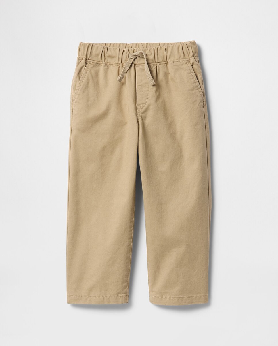 Pantalones largos sin cordones y cintura elástica con cordones falsos - Gap - Kaki Kaki-2