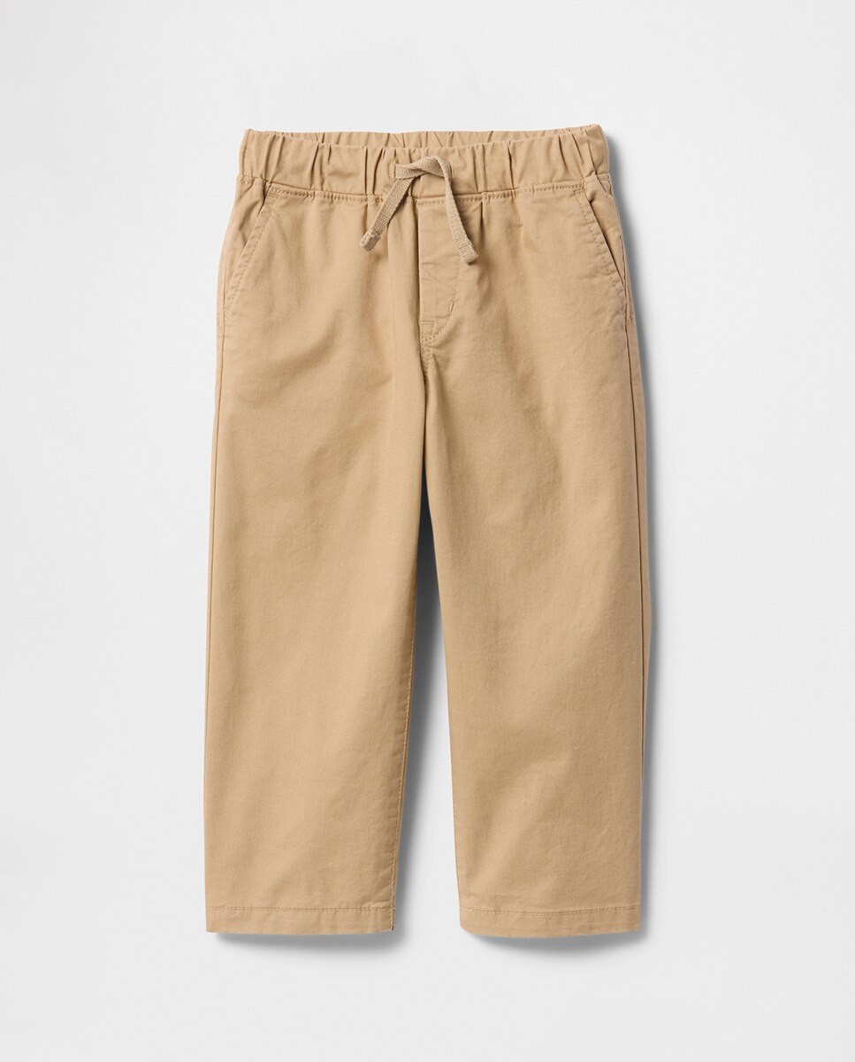 Pantalones largos sin cordones y cintura elástica con cordones falsos - Gap - Kaki Kaki-4