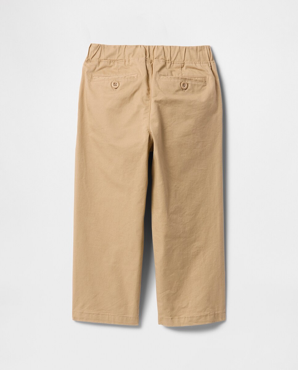 Pantalones largos sin cordones y cintura elástica con cordones falsos - Gap - Kaki Kaki-5