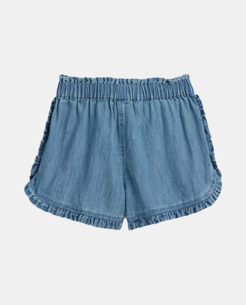 Calções de Ganga de Bebé com Folhos de Adorno Gap Azul-claro-2