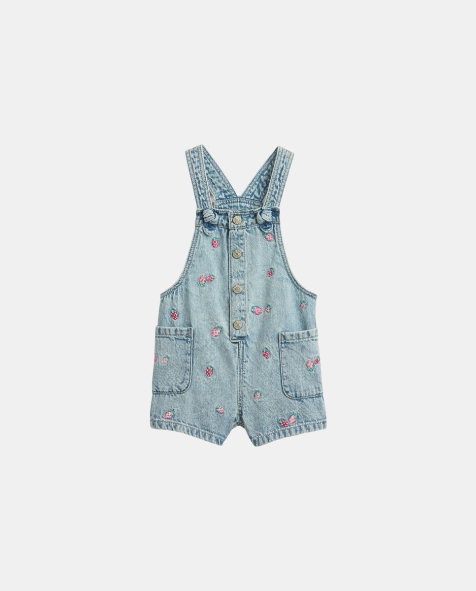 Imagem 0 de Jardineiras Tipo Calções de Ganga de Bebé com Bordado