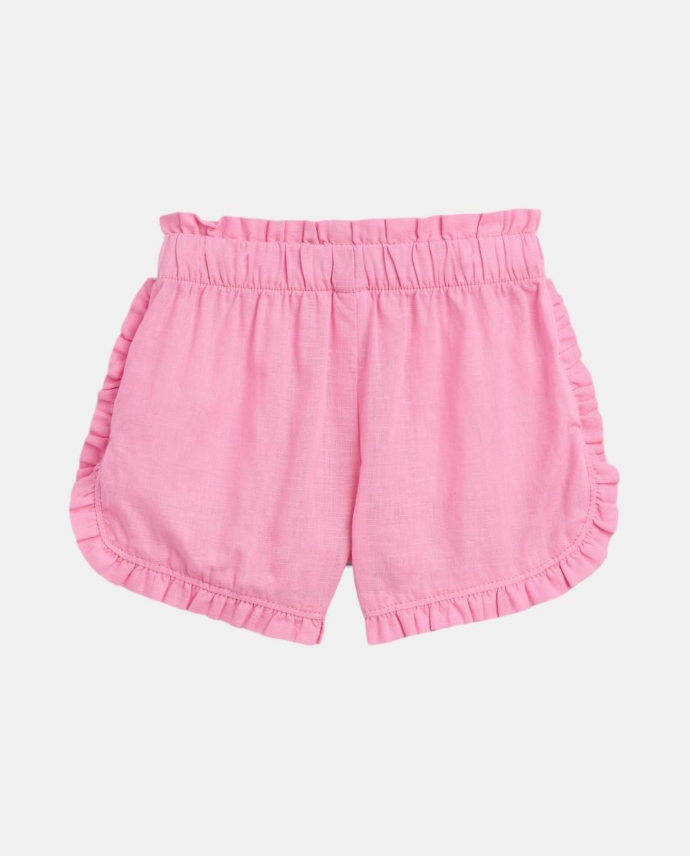 Calções Lisos de Bebé com Folhos e Cintura Elástica Gap Rosa-2