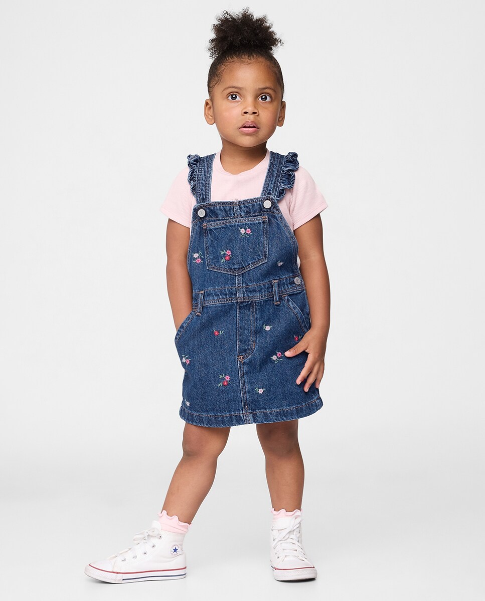 Saia Tipo Jardineiras de Ganga de Bebé Azul-2