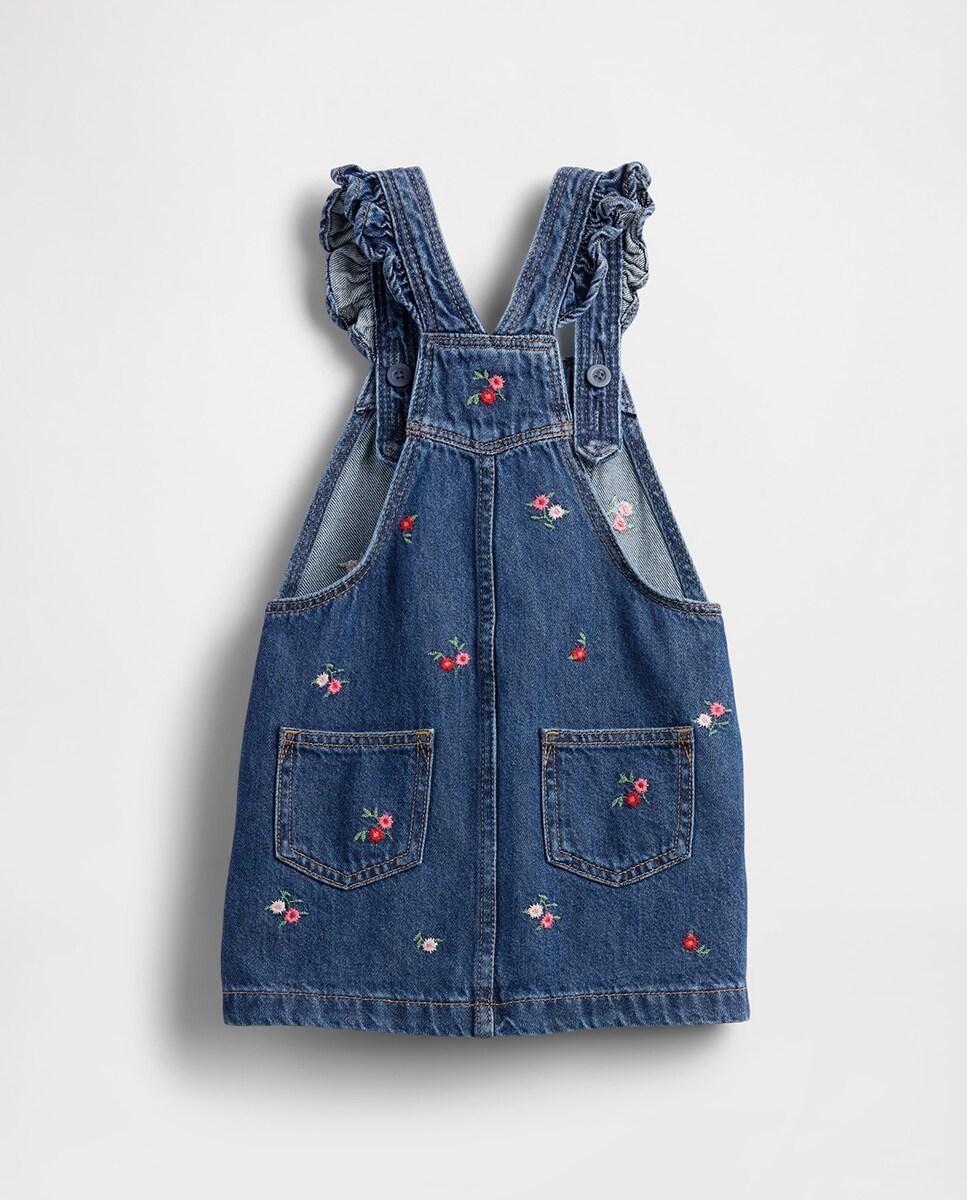 Saia Tipo Jardineiras de Ganga de Bebé Azul-3