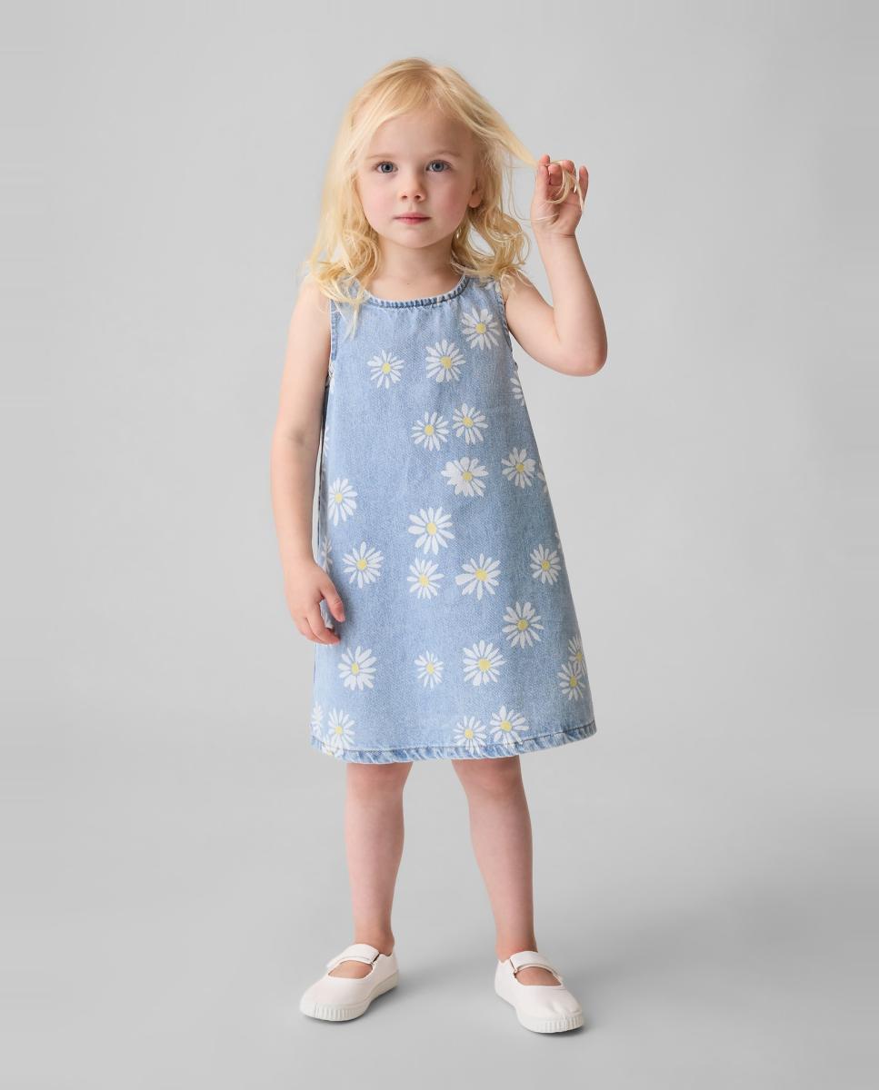 Imagem 0 de Vestido de Ganga Curto de Bebé com Estampado Floral de Margaridas