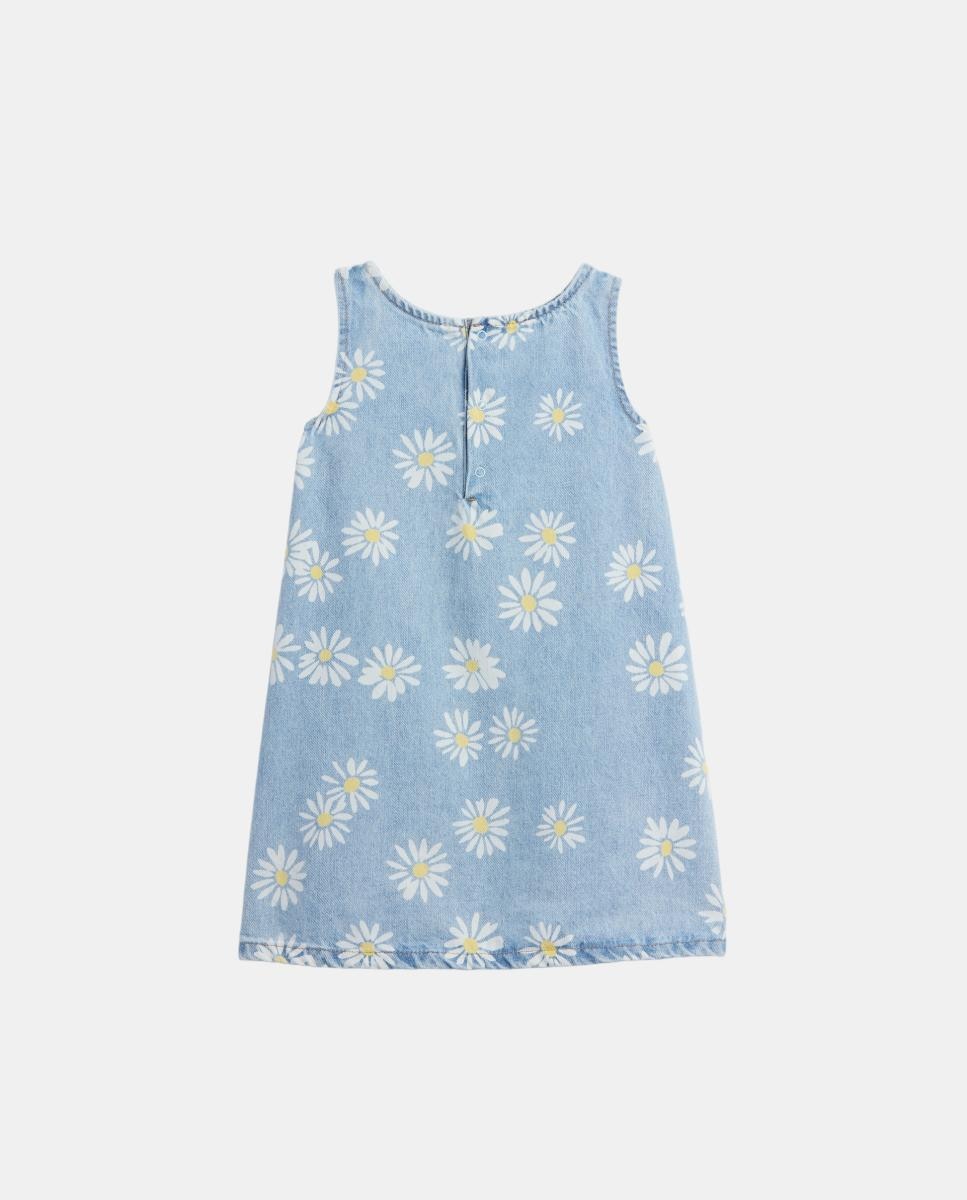 Vestido de Ganga Curto de Bebé com Estampado Floral de Margaridas Gap Azul-índigo-3