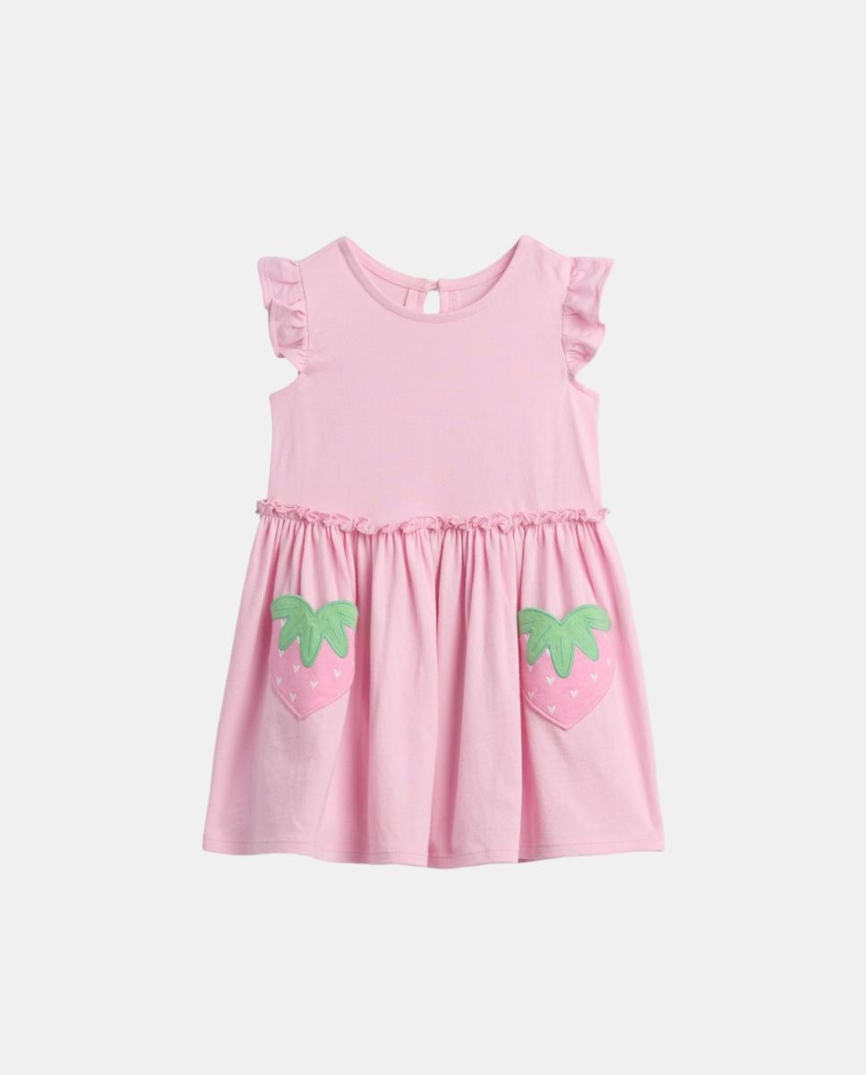 Imagem 0 de Vestido de Algodão de Bebé com Franzido