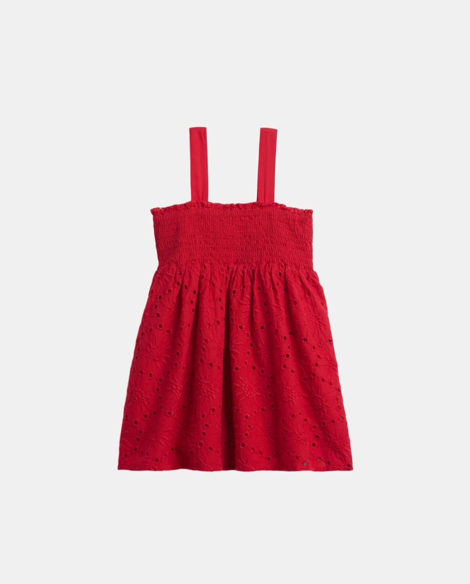 Vestido de Bebé com Franzido e Ilhós Gap Vermelho-1