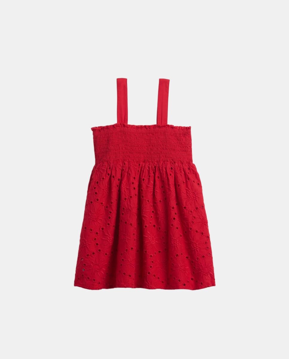 Vestido de Bebé com Franzido e Ilhós Gap Vermelho-2