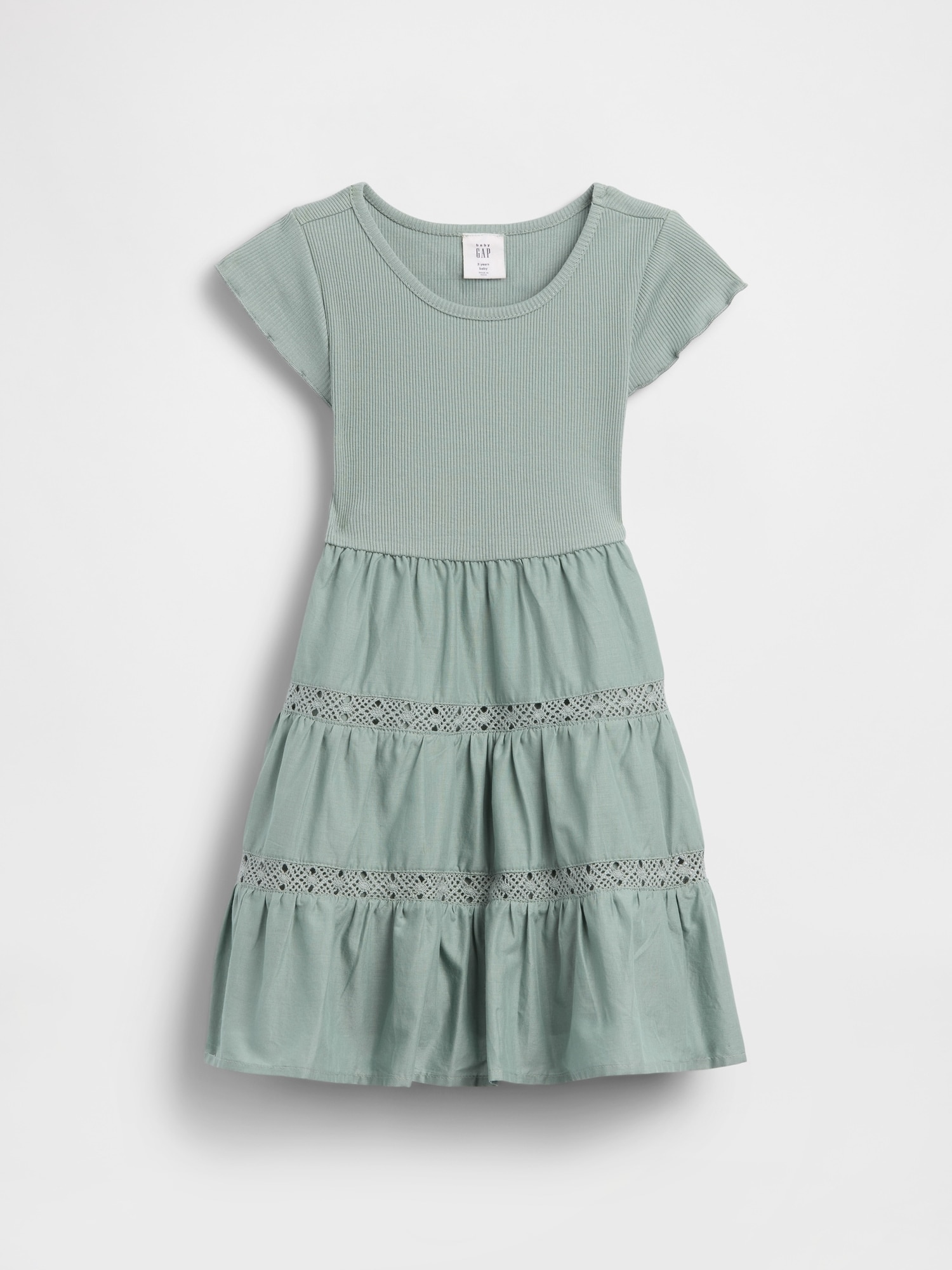 Vestido de Bebé com Renda e Folhos Azul-claro-2