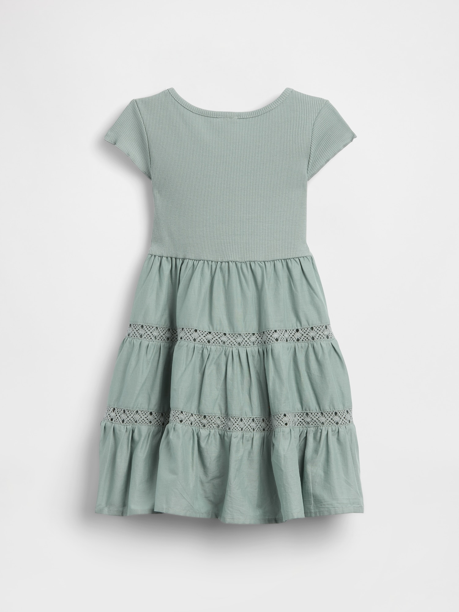 Vestido de Bebé com Renda e Folhos Azul-claro-3