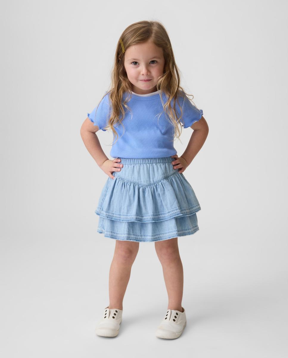 Imagem 0 de Skort de Ganga de Bebé com Folhos e Cós Elástico