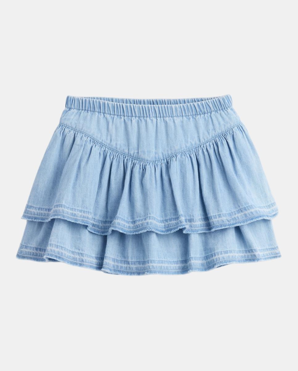 Skort de Ganga de Bebé com Folhos e Cós Elástico Gap Azul-claro-2