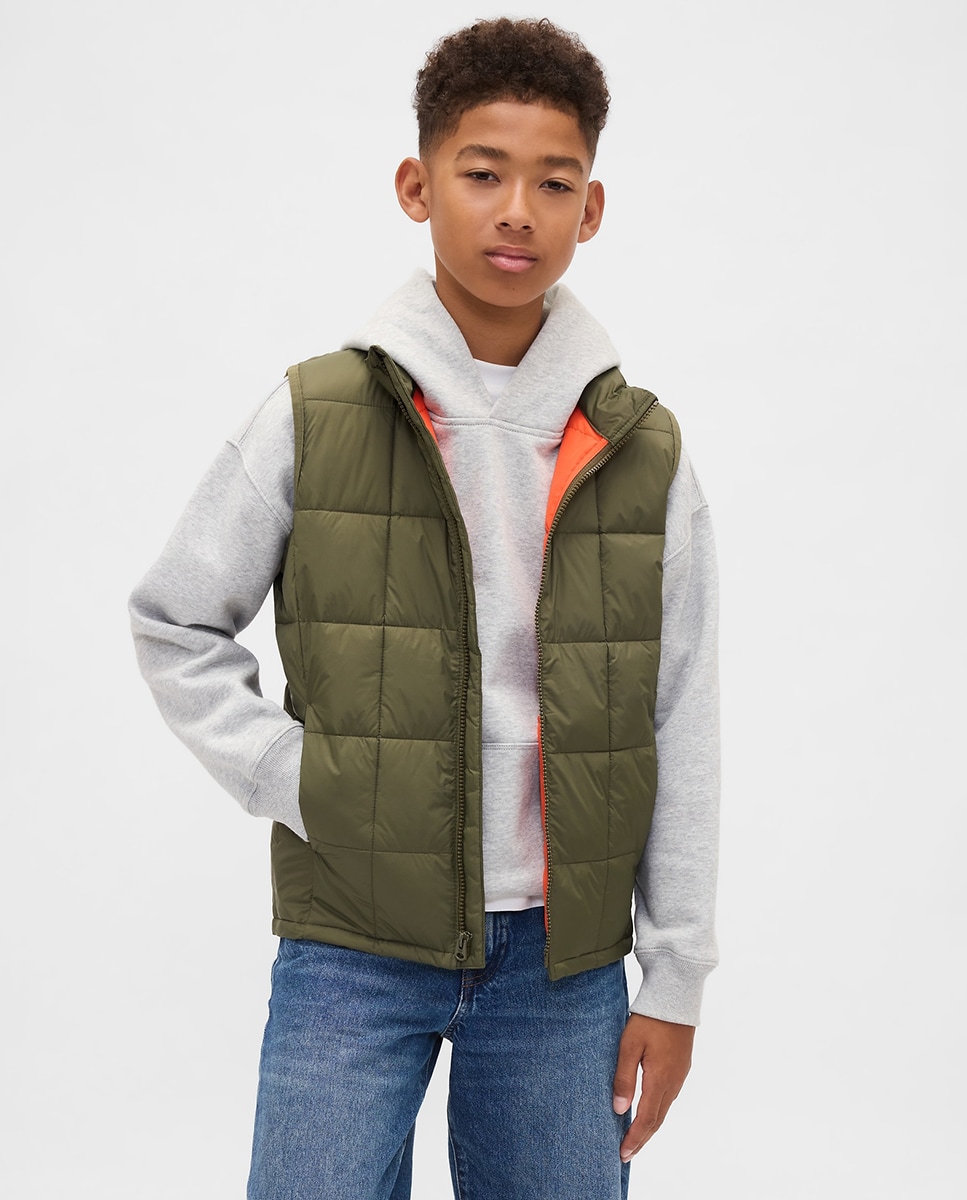 Colete Acolchoado de Bebé com Plumas Recicladas Verde-1