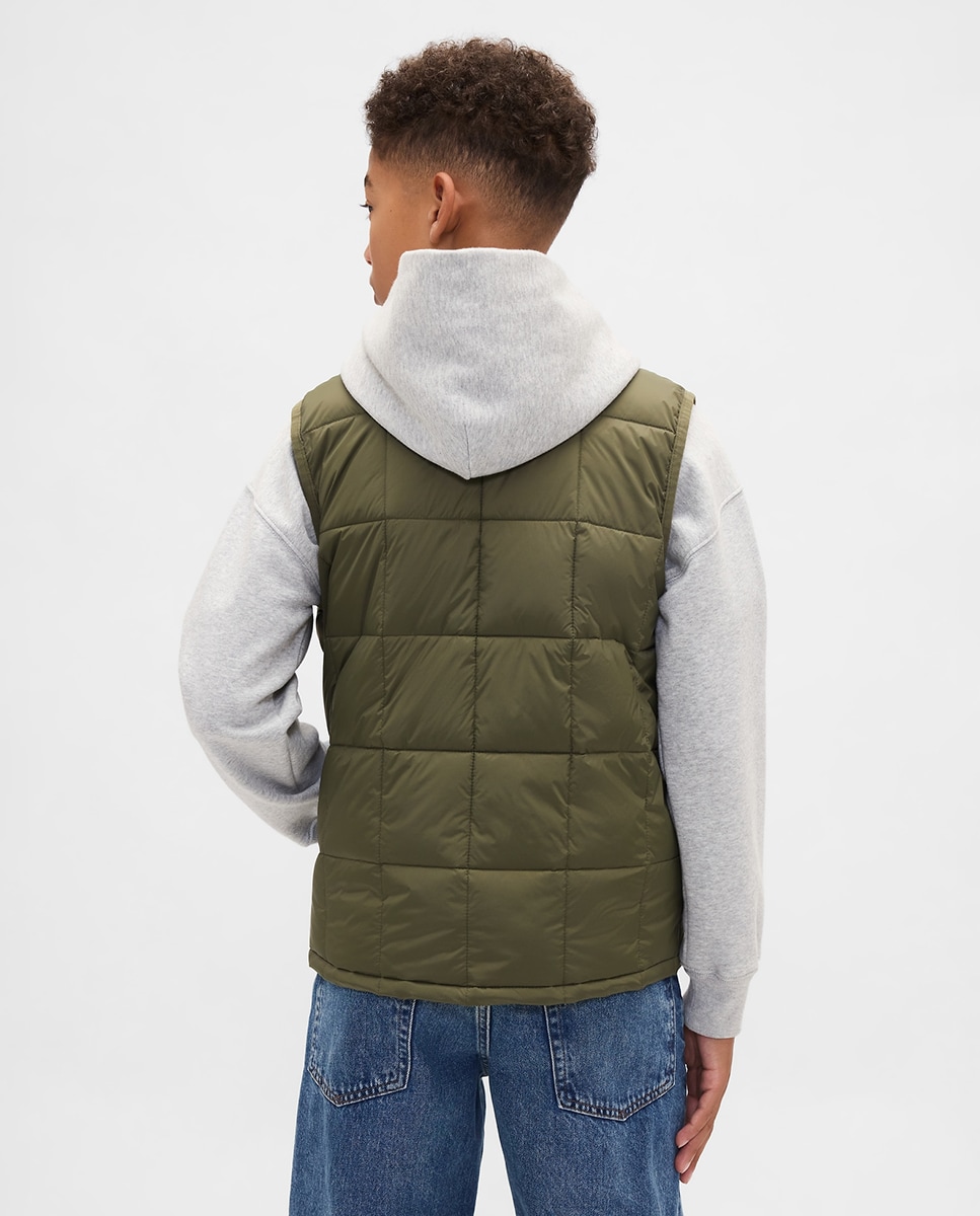 Colete Acolchoado de Bebé com Plumas Recicladas Verde-3