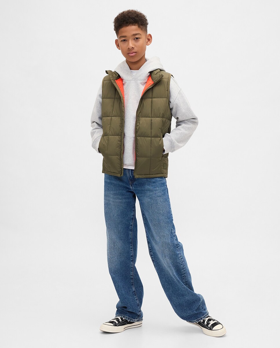 Colete Acolchoado de Bebé com Plumas Recicladas Verde-4