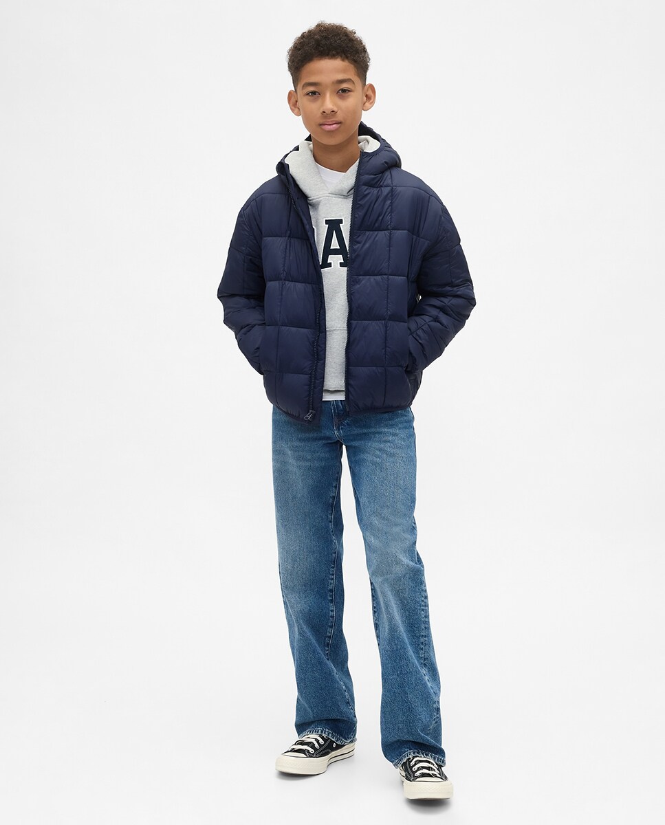 Parka acolchoada com capuz Azul-marinho-4