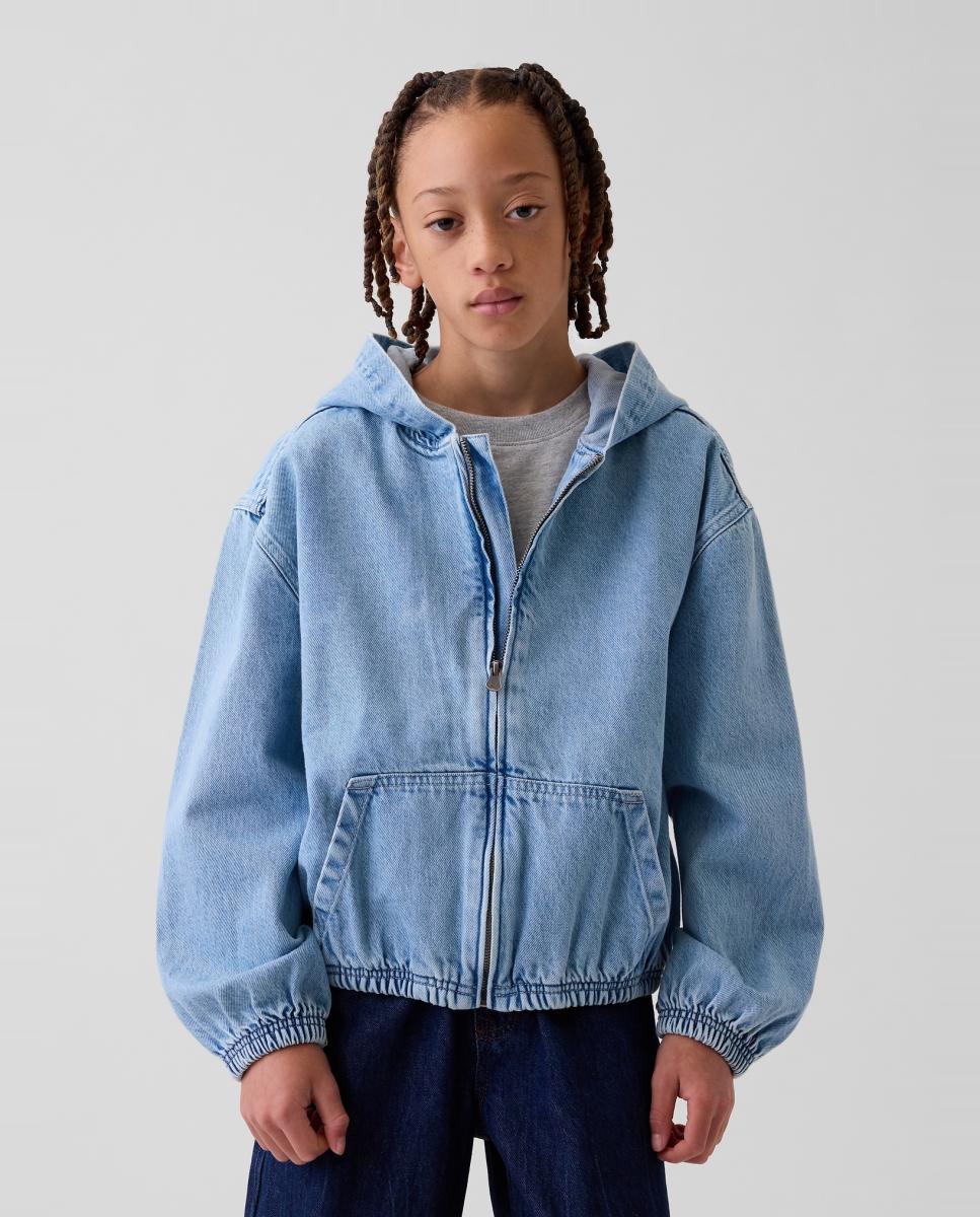 Imagem 0 de Casaco de Ganga com Capuz e Bolsos