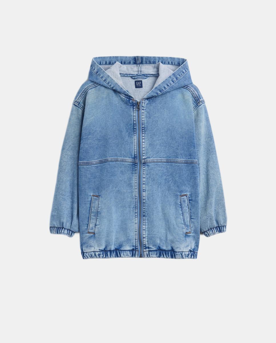 Casaco de Ganga com Capuz e Bolsos Gap Azul-claro-4