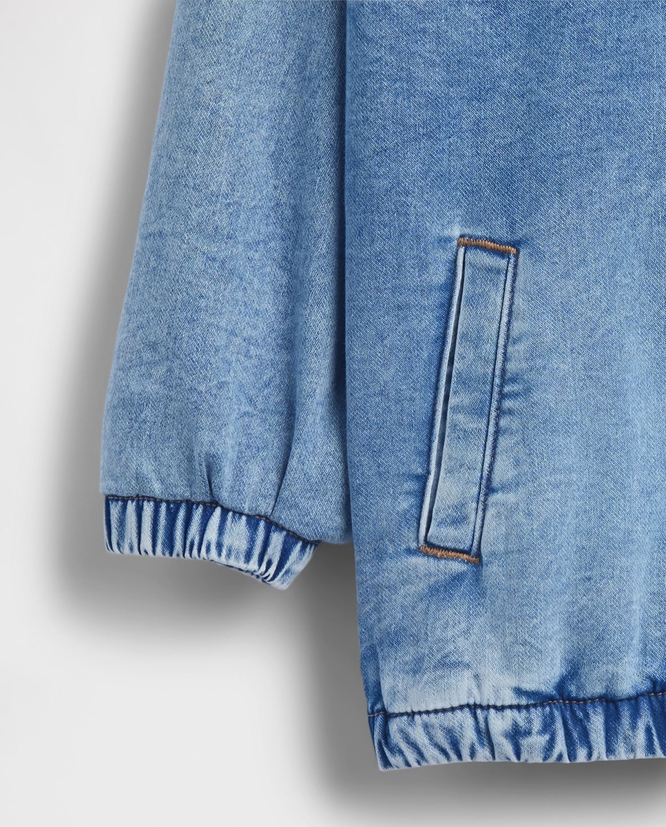Casaco de Ganga com Capuz e Bolsos Gap Azul-claro-5