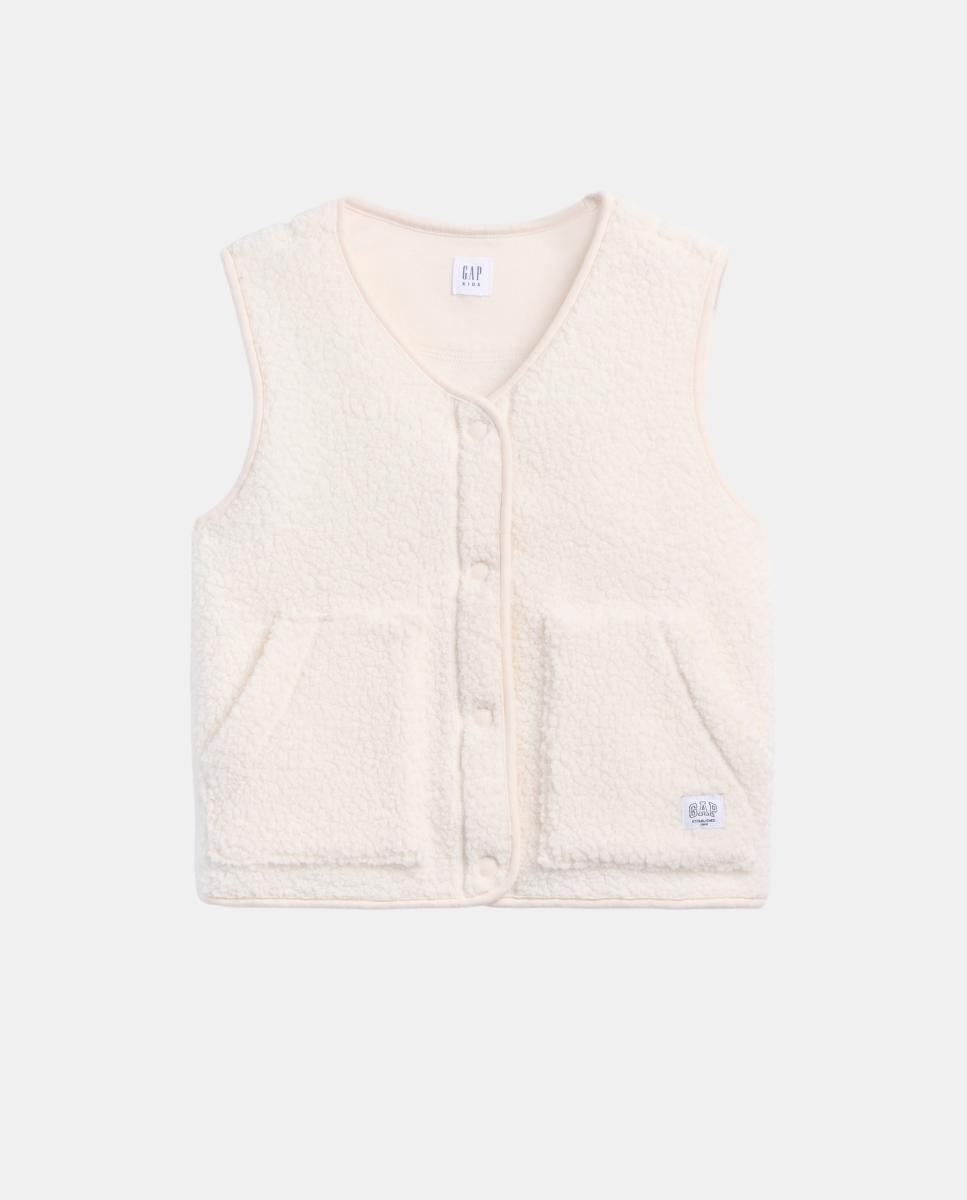 Colete de Fecho à Frente com Botões e Bolsos Branco-4